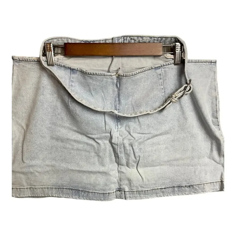 WeWoreWhat Indigo Comfort Cut Out Mini Denim‎ Skirt XL NWT